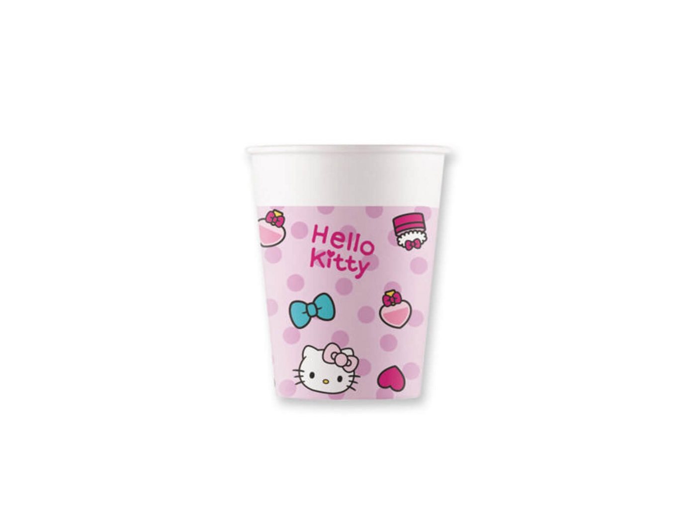 Festivalartikel Einwegbecher Hello Kitty Set 8 Einwegbecher Pappbecher 200 ml von Festivalartikel