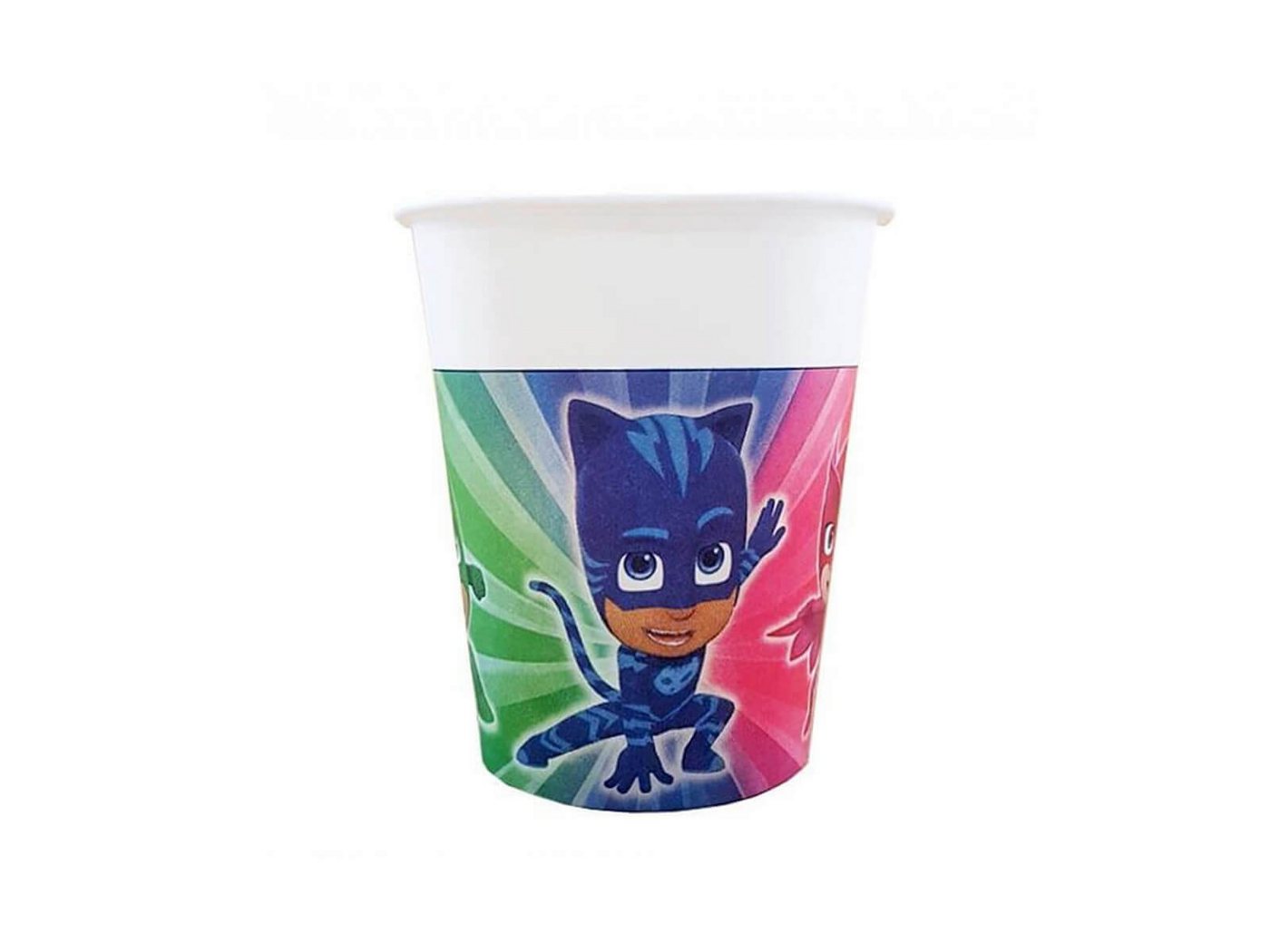 Festivalartikel Einwegbecher PJ Masks Set 8 Einwegbecher Pappbecher 200 ml cat von Festivalartikel