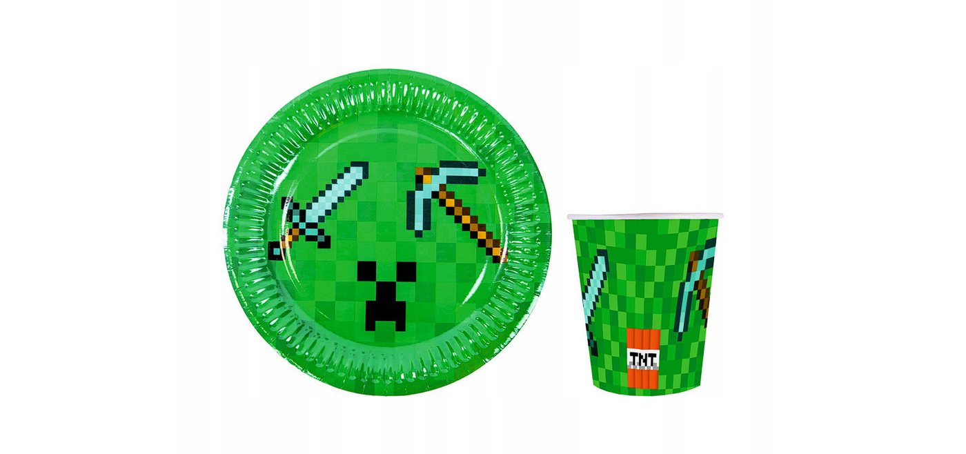 Festivalartikel Einweggeschirr-Set TNT Minecraft Set - Minecraft Party Zubehör - 12er Pack, papier von Festivalartikel