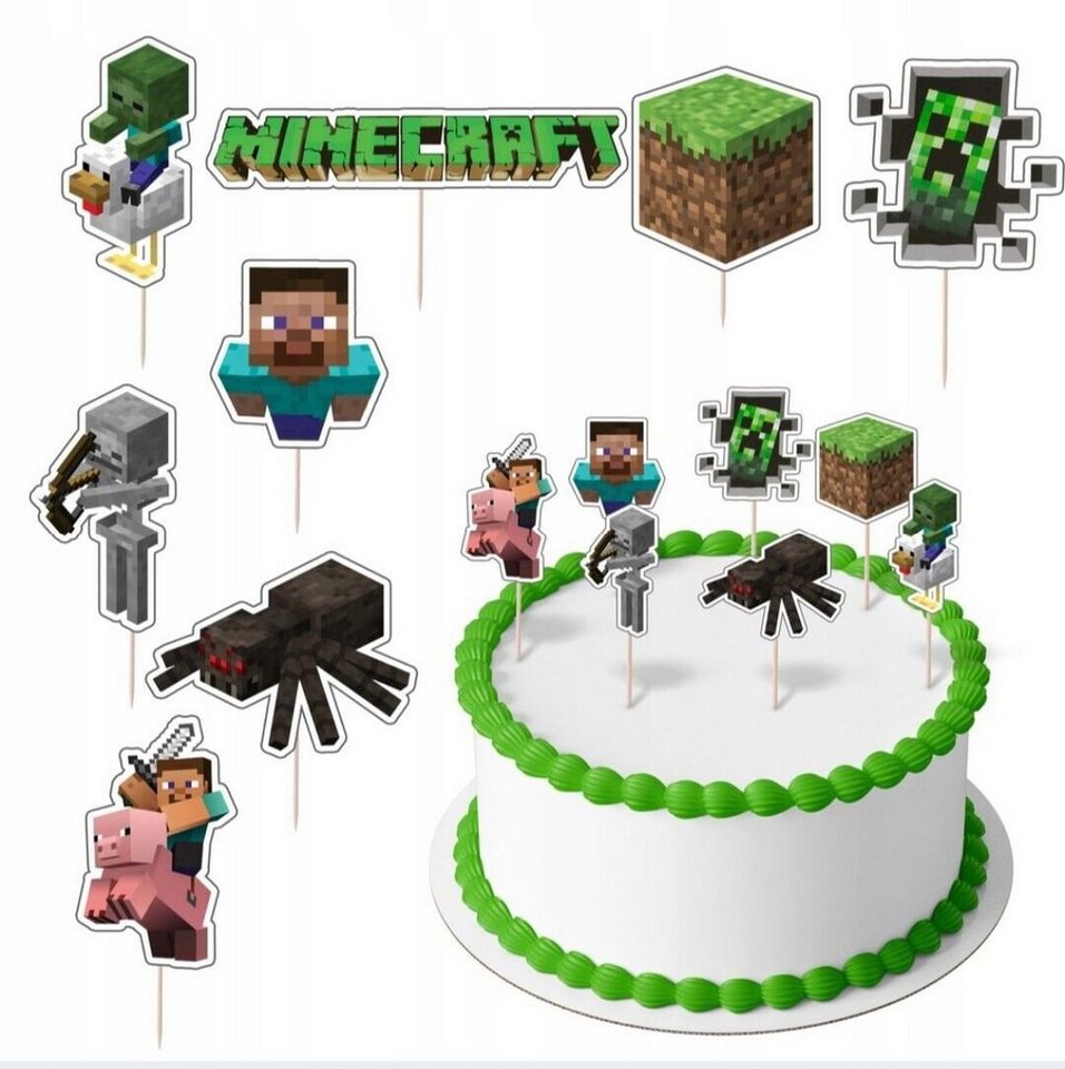 Festivalartikel Papierdekoration Minecraft Topper Set 8 Stk Geburstag Torten Deko Kuchen Junge von Festivalartikel