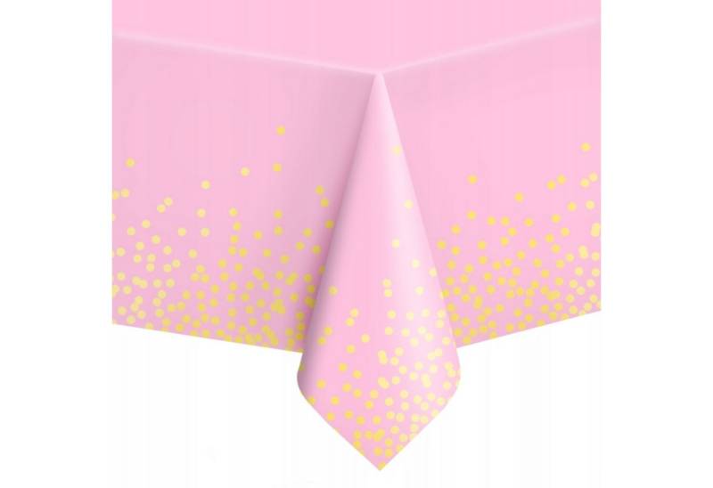 Festivalartikel Tischdecke Einweg Tischdecke Rosa mit Goldpunkten - 137x274 cm von Festivalartikel