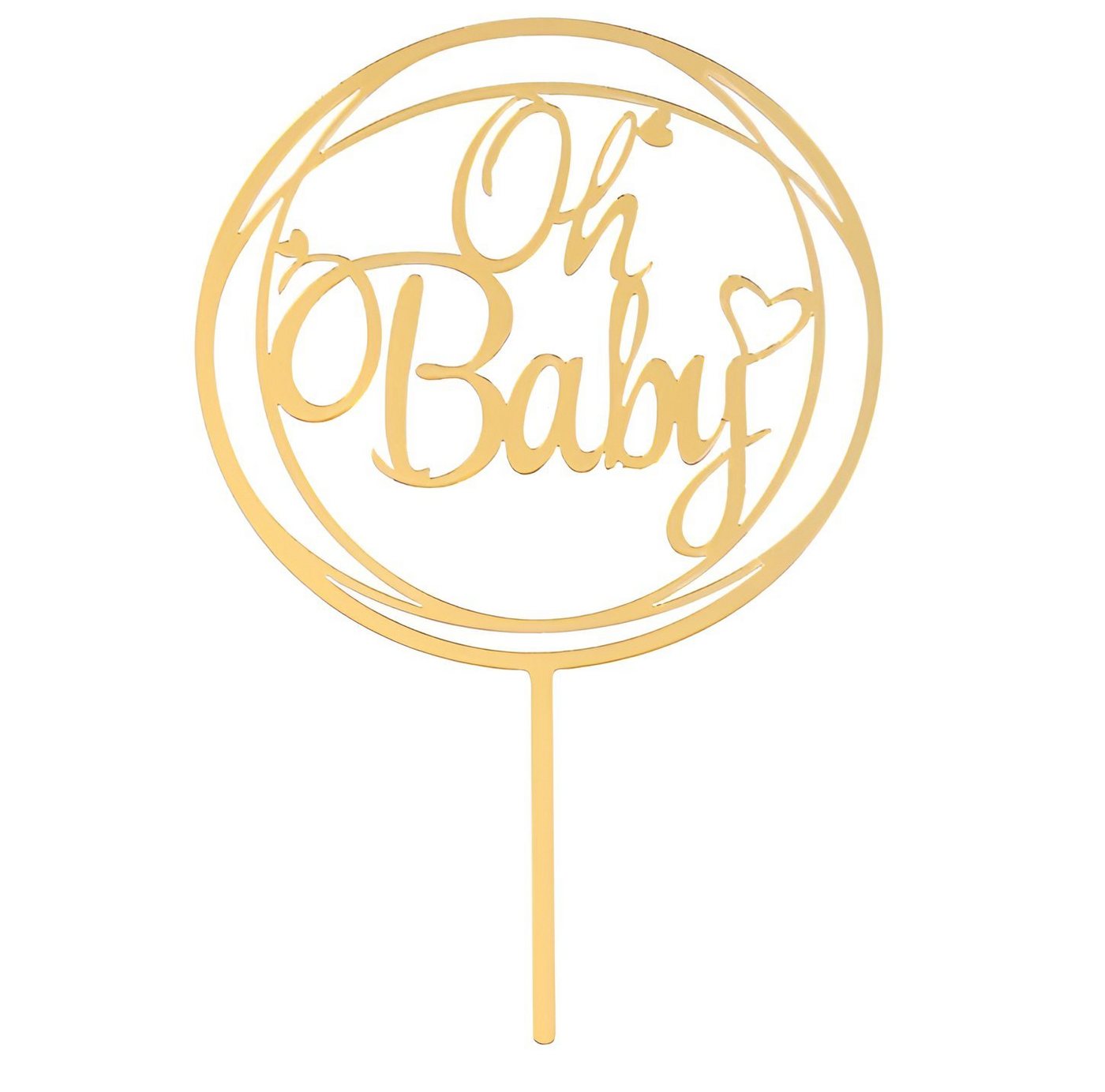 Festivalartikel Tortenstecker Baby Shower Cake Topper Oh Baby Happy Birthday Gold Acryl von Festivalartikel