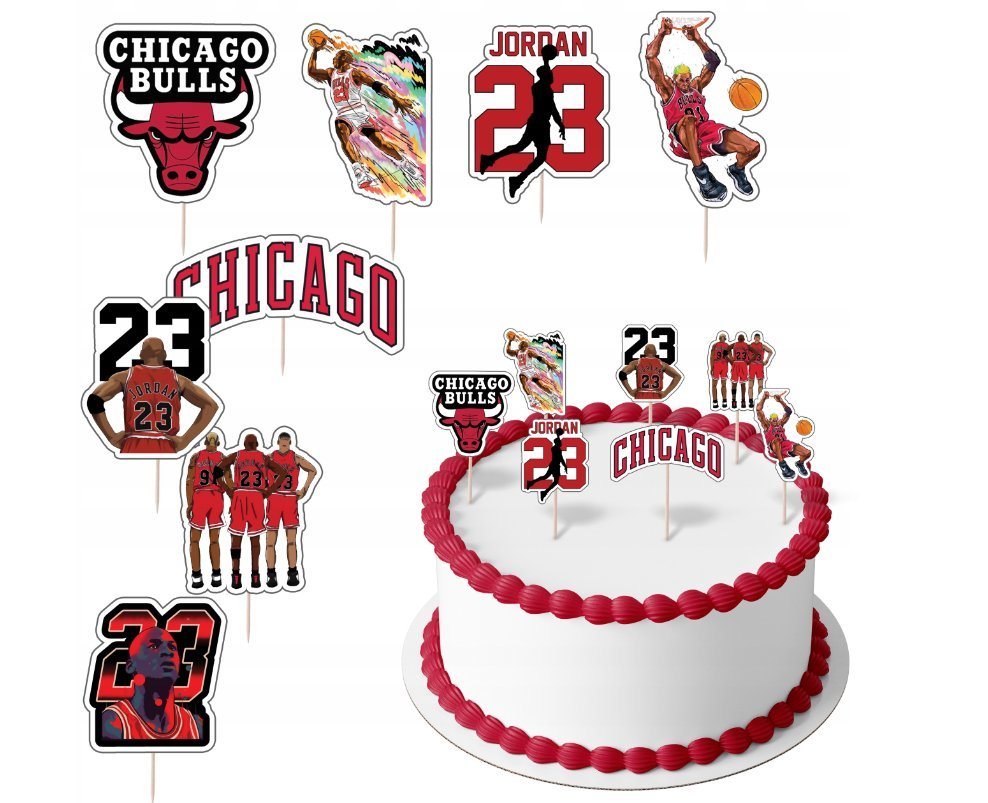 Festivalartikel Tortenstecker Chicago Bulls Topper Set 8 Stk Geburstag Torten Deko Kuchen Junge von Festivalartikel