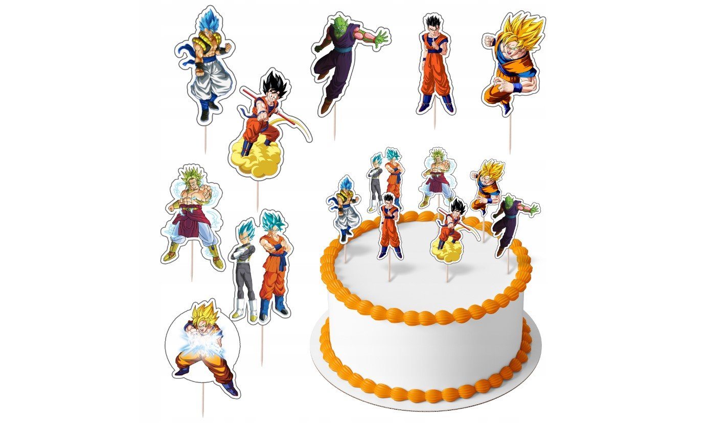 Festivalartikel Tortenstecker DRAGON BALL Topper Set 8 Stk Geburstag Torten Deko Kuchen Junge von Festivalartikel