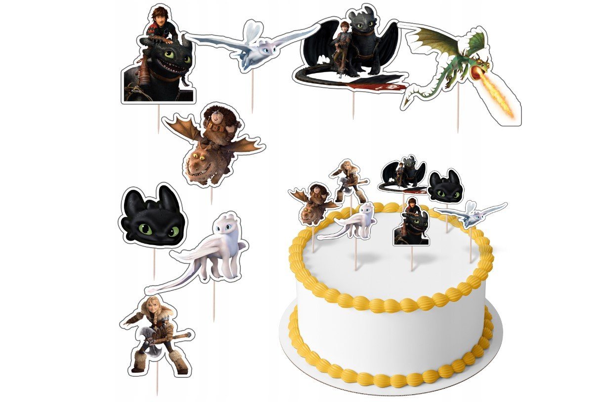 Festivalartikel Tortenstecker How to Train Your Dragon Topper Set 8 Stk Geburstag Torten Deko Junge von Festivalartikel