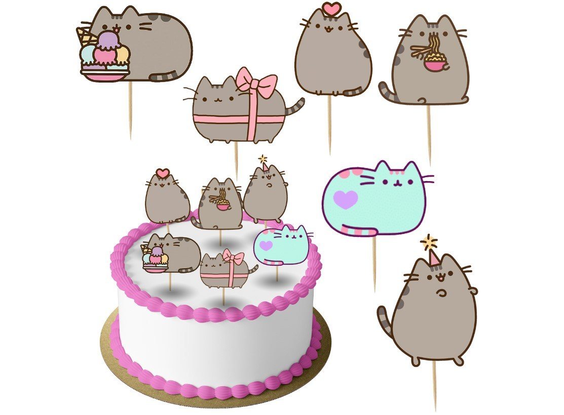 Festivalartikel Tortenstecker Katze Topper Set 6 Stk Geburstag Torten Deko Kuchen Junge von Festivalartikel