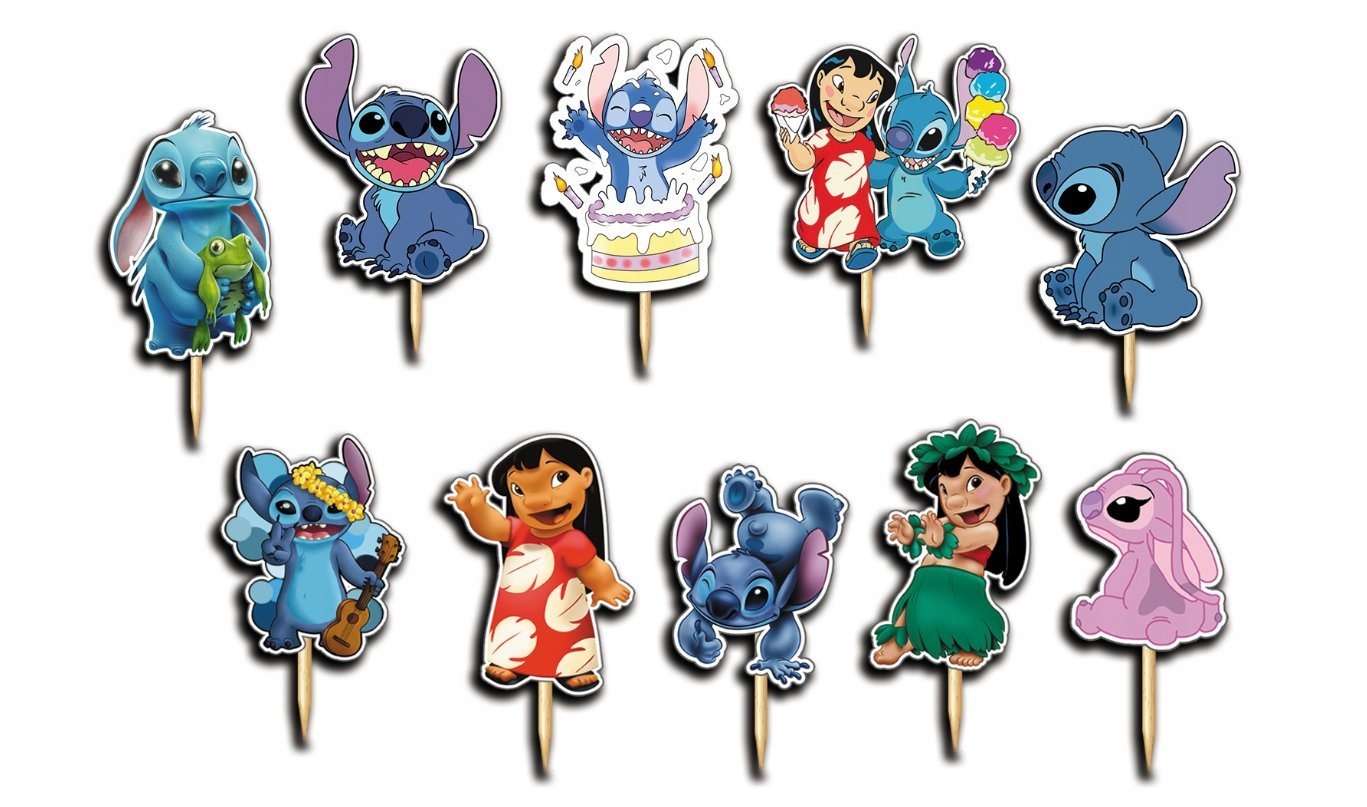 Festivalartikel Tortenstecker Lilo & Stitch Topper Set 10 Stk Geburstag Torten Deko Kuchen Junge von Festivalartikel