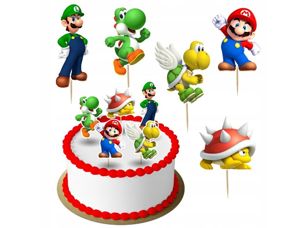 Festivalartikel Tortenstecker Mario Topper Set 6 Stk Geburstag Torten Deko Kuchen Junge von Festivalartikel