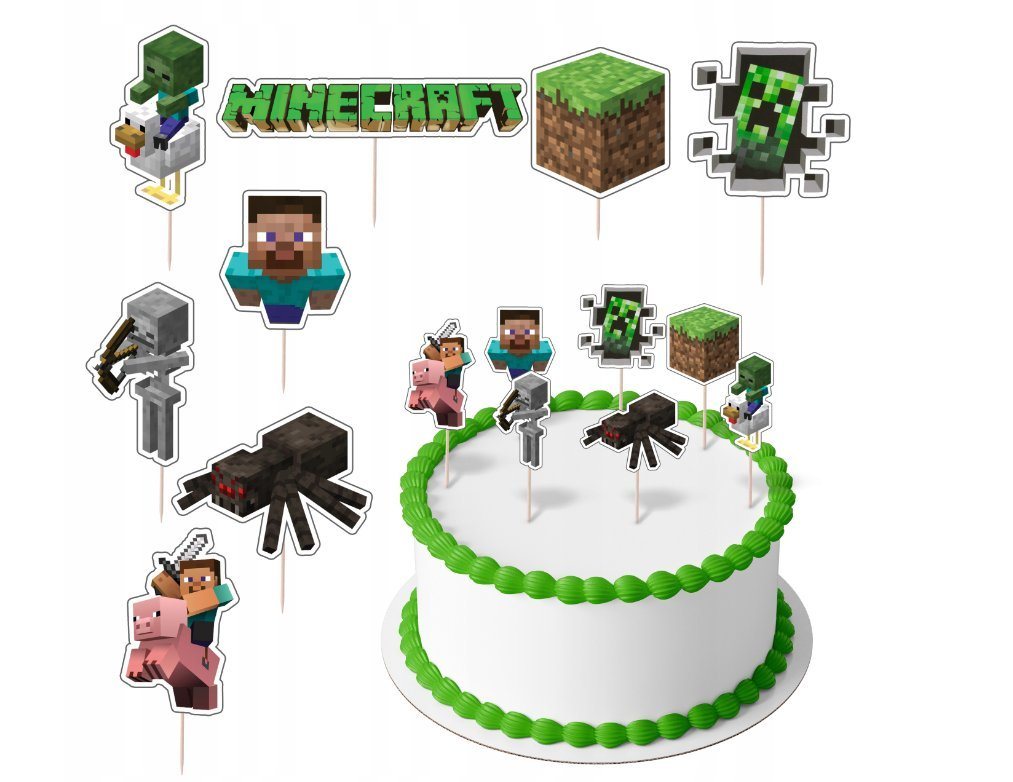 Festivalartikel Tortenstecker Minecraft Set Topper 8 Stück Geburtstagskuchen Topper NEU! von Festivalartikel