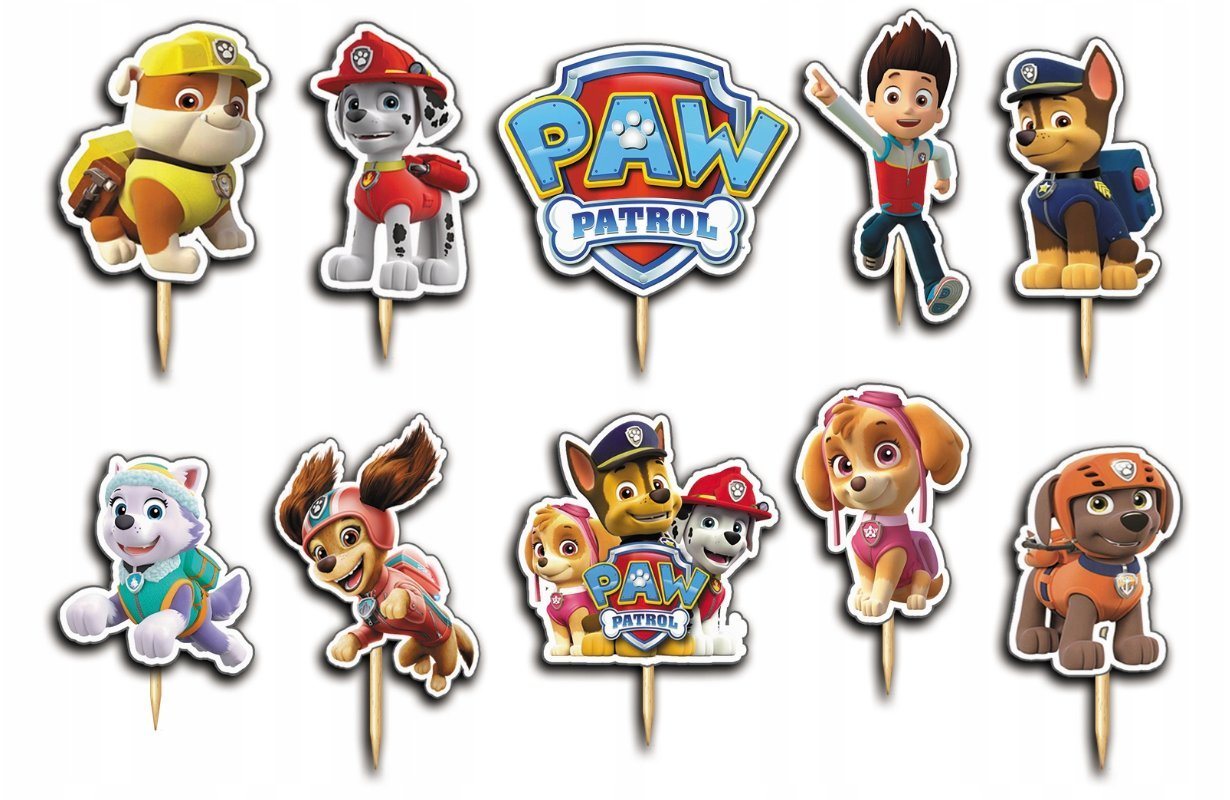 Festivalartikel Tortenstecker PAW PATROL Topper Set 10 Stk Geburstag Torten Deko Kuchen Junge von Festivalartikel