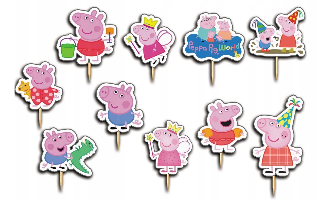 Festivalartikel Tortenstecker PEPPA PIG Topper Set 10 Stk Geburstag Torten Deko Kuchen Junge von Festivalartikel