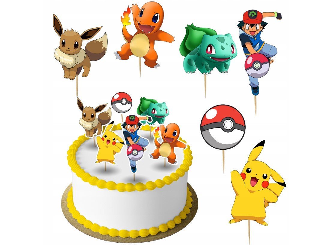 Festivalartikel Tortenstecker POKEMON Topper Set 6 Stk Geburstag Torten Deko Kuchen Junge von Festivalartikel