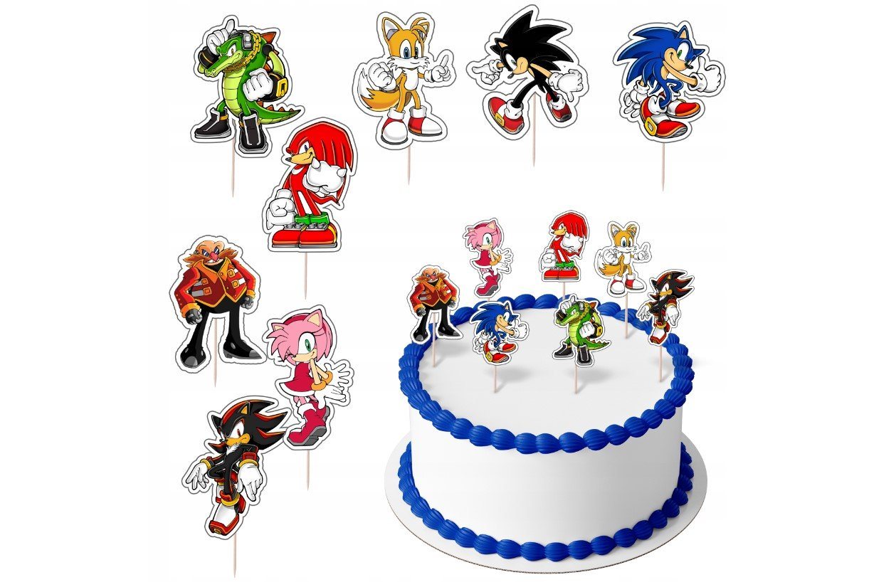 Festivalartikel Tortenstecker SONIC Topper Set 8 Stk Geburstag Torten Deko Kuchen Junge von Festivalartikel