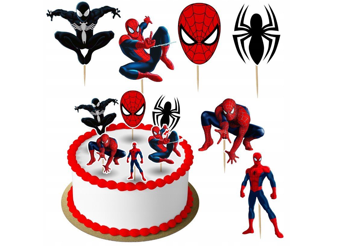 Festivalartikel Tortenstecker SPIDERMAN Topper Set 6 Stk Geburstag Torten Deko Kuchen Junge von Festivalartikel