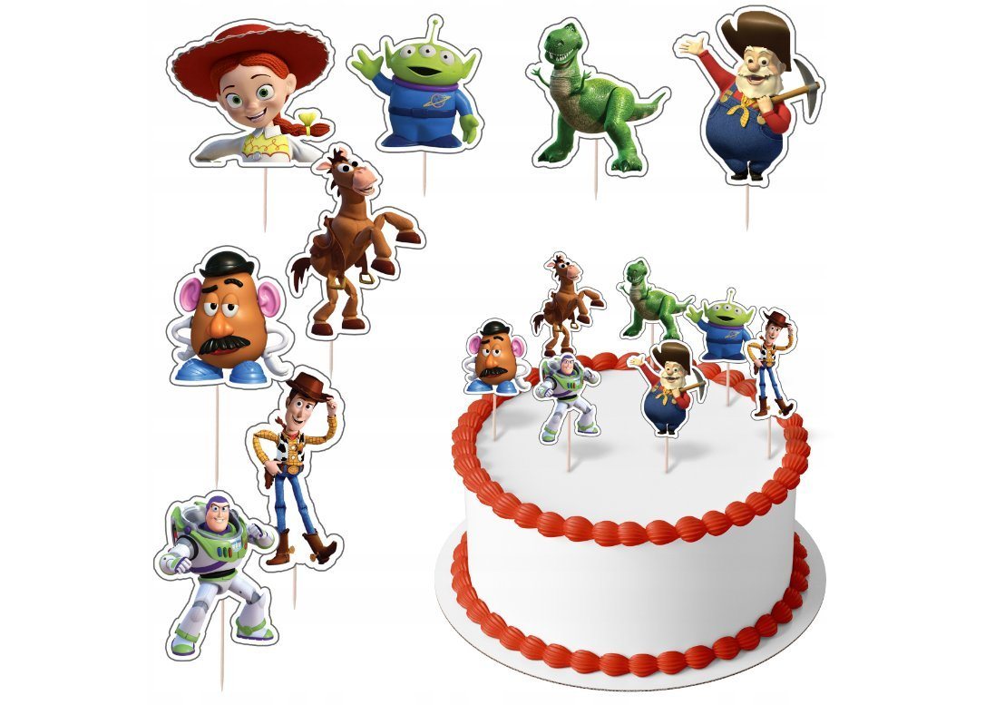 Festivalartikel Tortenstecker TOY STORY Topper Set 8 Stk Geburstag Torten Deko Kuchen Junge von Festivalartikel