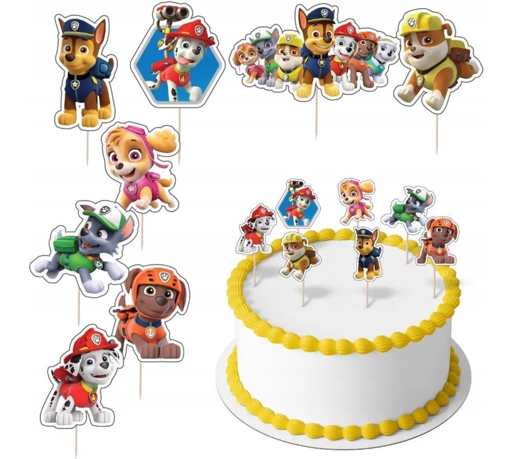 Festivalartikel Tortenstecker Topper Paw Patrol Papier Figuren 8 Stueck von Festivalartikel