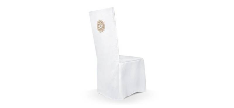Festivalartikel Stuhlhusse Eleganter Kommunionsstuhlhussen - Weiß, Satin, 108x48cm von Festivalartikel