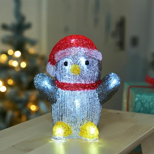 Festive Lights - 16 cm Acryl-Pinguin-Weihnachtsfigur für den Innenbereich – 12 kaltweiße LEDs, 6-Stunden-Timer, batteriebetrieben, IP20-bewertet, freistehend, leichtes Design, kein Kabel erforderlich Festive Lights - 16 cm Acryl-Pinguin-Weihnachtsfigur für den Innenbereich – 12 kaltweiße LEDs, 6-Stunden-Timer, batteriebetrieben, IP20-bewertet, freistehend, leichtes Design, kein Kabel erforderlich von Festive Lights