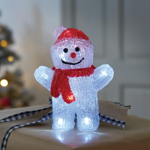 Festive Lights - 16 cm große Acryl-Schneemann-Weihnachtsfigur für den Innenbereich – 12 kaltweiße LEDs, 6-Stunden-Timer, batteriebetrieben, IP20-bewertet, freistehend, leichtes Design, kein Kabel Festive Lights - 16 cm große Acryl-Schneemann-Weihnachtsfigur für den Innenbereich – 12 kaltweiße LEDs, 6-Stunden-Timer, batteriebetrieben, IP20-bewertet, freistehend, leichtes Design, kein Kabel von Festive Lights
