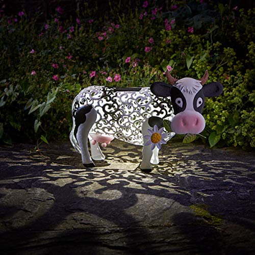 Festive Lights – 3D-Gartendeko Tiere aus Metall – mit solarbetriebener automatischer LED Beleuchtung (Daisy - Kuh) von Festive Lights