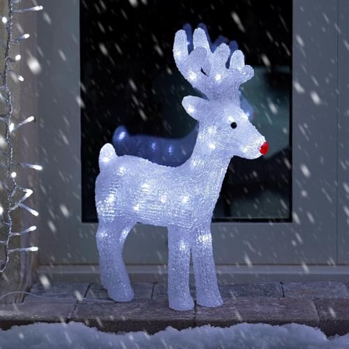 Festive Lights 40 cm große Weihnachtsfigur aus Acryl für drinnen und draußen, 40 weiße LEDs, batteriebetriebene Beleuchtung mit Timer-Dekoration von Festive Lights