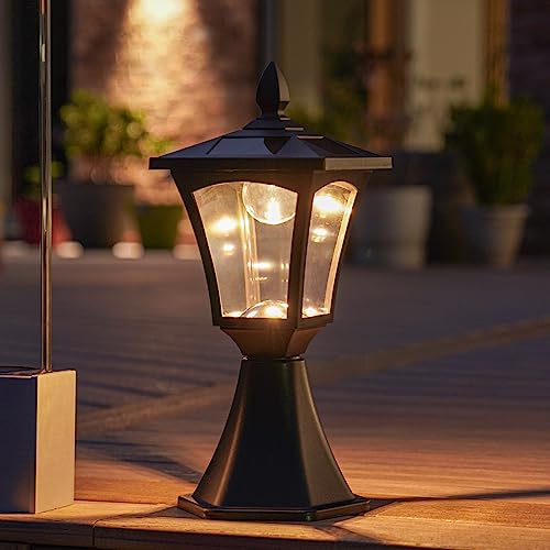 Festive Lights 42cm klassische Außen Solar Leuchte, schwarz, warmweiße LEDs, Solarleuchte Garten, Solar Laterne schwarz von Festive Lights