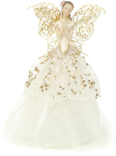 Festive Productions Christbaumspitze im Engel-Design, aus Stoff, 23 c Gold/Cream von Festive Productions