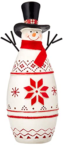 Festive Productions Polyresin Schneemann mit rotem Detail Dekoration, Weiß von Festive Productions