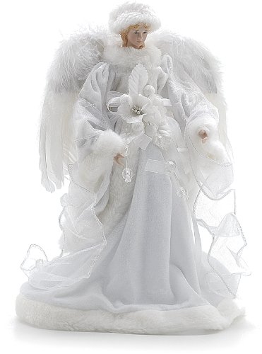 Festliche 30 cm, White Tree Top Angel Resin und Samt von Festive Productions