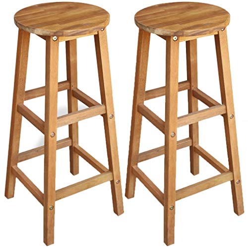Fest-night Barstühle 2 STK. Bar Hocker Set Tresenhocker Massives Akazienholz Bar Holzhocker 34 x 34 x 76 cm für den Innen- und Au?enbereich von Festnight