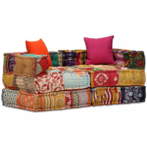 Festnight 2-Sitzer Modulares Schlafsofa Stoff Schlafcouch Patchwork Sofa Loungesofa für Wohnzimmer oder Schlafzimmer von Festnight