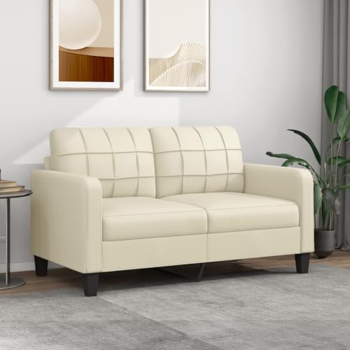 Festnight 2-Sitzer-Sofa Polstersofa Creme 140 cm Bettsofa, Schlafsofa Schlafcouch Couchgarnitur Sofagarnitur Schlafsofa 2-Sitzer Sofa Wohnzimmer Wohnmöbel Kunstleder von Festnight