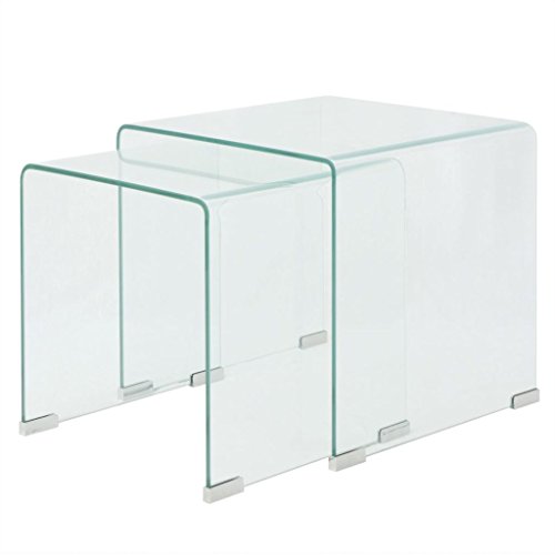 Festnight 2er Set Satztisch-Set aus gehärtetem Glas Satztische Beistelltisch Couchtisch Satztisch Sofatisch Kaffeetisch Tisch-Set Transparent Festnight 2er Set Satztisch-Set aus gehärtetem Glas Satztische Beistelltisch Couchtisch Satztisch Sofatisch Kaffeetisch Tisch-Set Transparent von Festnight