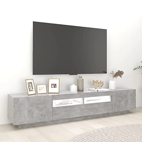 Festnight 3-TLG. TV Lowboard mit LED-Beleuchtung TV-Schrank Led TV Schrank Fernsehschrank Betongrau HiFi-Schrank Moderne Fernsehtisch TV-Kommode Lowboard Wohnzimmer Holzwerkstoff von Festnight