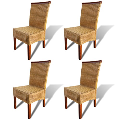 Festnight 4 Stk. Set Esszimmerstühle Essstuhl Essstühle Küchenstuhl Rattanstuhl 47x50x97cm Stuhl Set für Küche oder Esszimmer - Braun mit Rot von Festnight