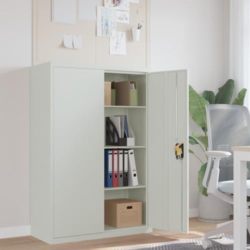 Festnight Aktenschrank Abschließbar Metall Büroschrank Metallschrank Stahlschrank Bücherschrank Ablagen Mehrzweckschrank Schrank Büro Hellgrau 90x40x140 cm von Festnight