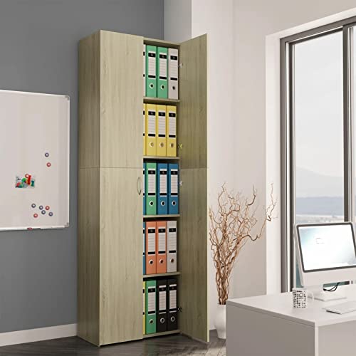 Festnight Aktenschrank Holz Büroschrank Holz Büroschrank HochAktenschrank Hoch Aufbewahrungsschrank Mehrzweckschrank Schrank Aufbewahrungsschrank Holzschrank Sonoma-Eiche von Festnight