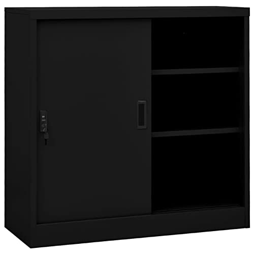 Festnight Aktenschrank Metall abschließbar büroschrank werkzeugschrank Aktenschrank Metall Spind Schrank Stahlschrank StahlSchwarz 90x40x90 cm von Festnight