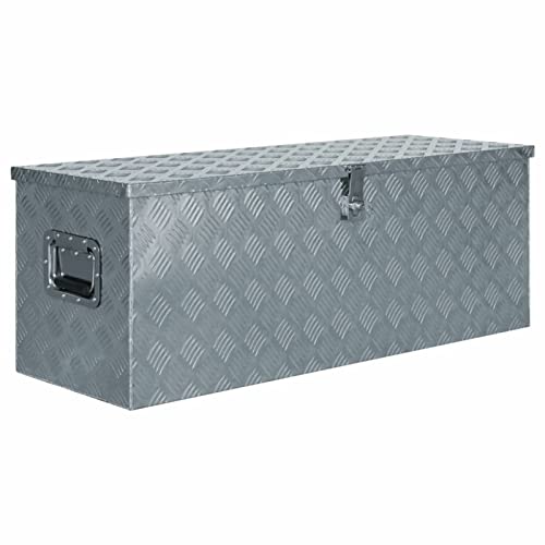 Festnight Alu Kiste Box Wasserdicht Aluminiumkiste Transportkiste Alu Toolbox Alubox Wasserdicht Aluminium Box Abschließbare Kiste 110,5×38,5×40 cm Silbern von Festnight