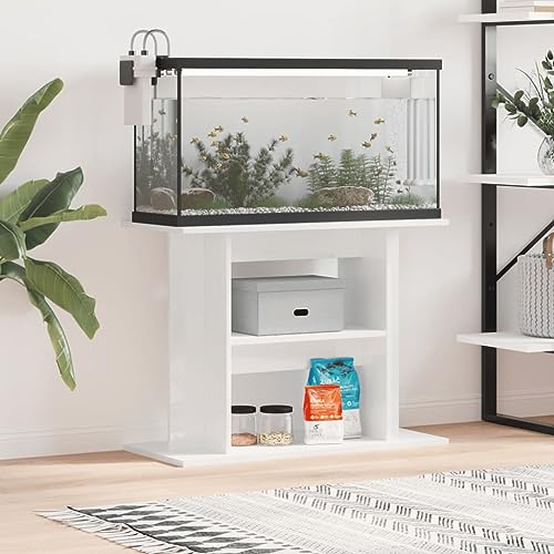 Festnight Aquarium Unterschrank Aquarium Tisch Aquarienschrank Terrarium Schrank Aquarium für Aquaristik Aquariumständer Hochglanz-Weiß 80x35x60 cm von Festnight