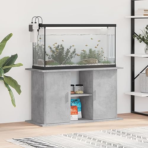 Festnight Aquarium Unterschrank mit Stauraum Aquariumständer 101 x 41 x 58 cm Aquariumschrank mit Fächer Betongrau-1 Aquarium Mit Unterschrank Aquarium Stand Aquarium Tisch Ständer für Aquarium Holz von Festnight