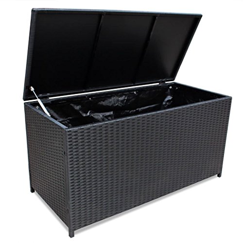 Festnight Auflagenbox Gartenbox Aufbewahrungsbox Polyrattan Schwarz 150 x 50 x 60 cm von Festnight