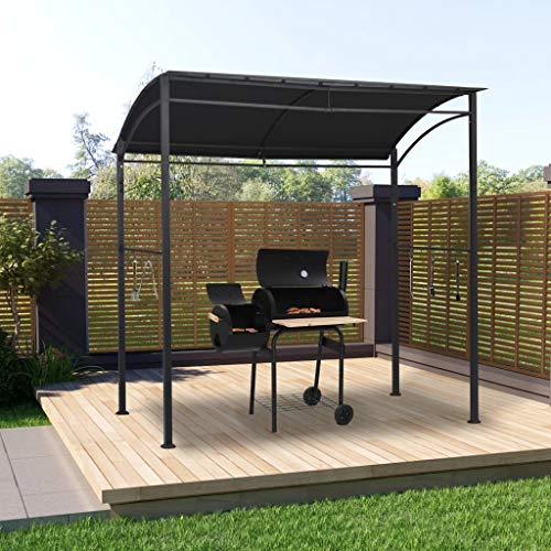 Festnight BBQ-Pavillon 215x150x220 cm Anthrazit Stahl 10 Haken Witterungsbeständig Grillpavillon Grillzelt Grill Zelt Dach Überdachung von Festnight