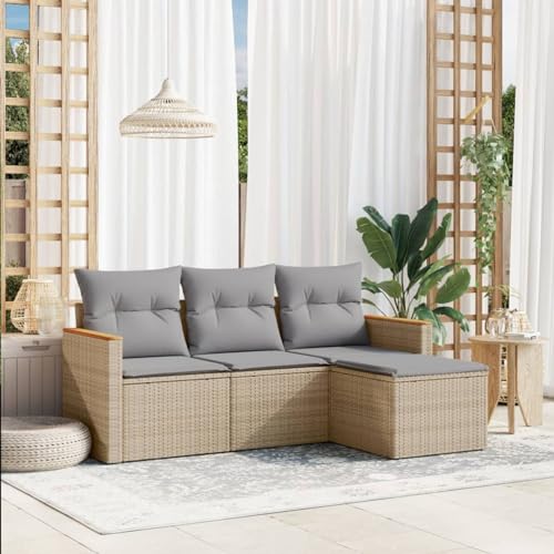 Festnight Balkon Ecklounge mit Stauraum Gartenlounge Klein Balkon Lounge Rattan Sofa Garten Lounge Sofa Outdoor Sitzecke Balkon Loungemöbel Gartensofa Ecksofa Balkonmöbel Rattansofa Couch von Festnight