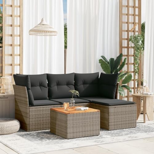 Festnight Balkon Lounge Klein mit Stauraum Balkon Sofa Rattan Sofa Gartenlounge Rattansofa Gartensofa Ecksofa Lounge Sofa Outdoor Polyrattan Balkonmöbel Couch Gartenmöbel Ecklounge von Festnight