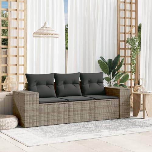 Festnight Balkon Lounge Klein mit Stauraum Gartensofa 3 Sitzer Rattan Sofa Gartenlounge Balkon Sofa Lounge Sofa Outdoor Rattansofa Polyrattan Balkonmöbel Couch Gartenmöbel von Festnight