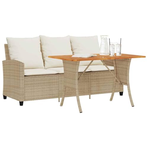 Festnight Balkon Sofa mit Tisch Rattan Sofa 3 Sitzer Balkonsofa Balkonmöbel Kleiner Balkon Balkon Couch Gartensofa Wetterfest Balkonlounge Gartenbank Lounge Sofa Outdoor Rattansofa von Festnight