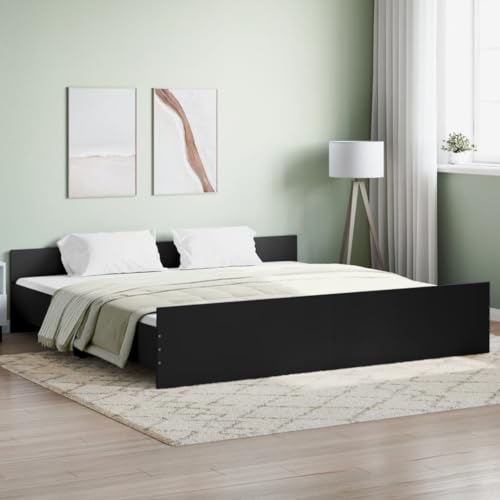 Festnight Bett 180x200 cm Holz Holzbett Massivholzbett Bettgestell mit Lattenrost Einzelbett Doppelbett Bettrahmen Jugendbett Schwarz von Festnight