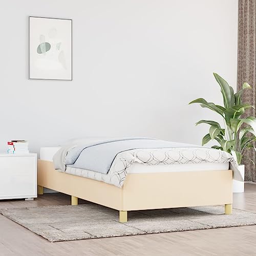 Festnight Bett 90x190 cm Polsterbett Creme Bettrahmen Bettgestell mit Lattenrost Jugendbett Einzelbett Doppelbett von Festnight