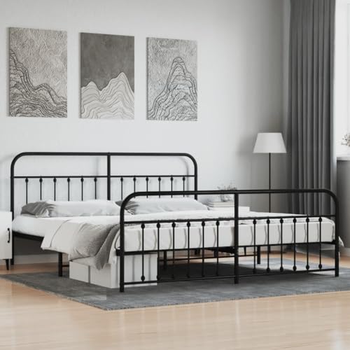 Festnight Bettrahmen Metall Bett 200x200 cm Metallbett Bettgestell mit Lattenrost Doppelbett Gästebett Jugendbett mit Kopfteil von Festnight